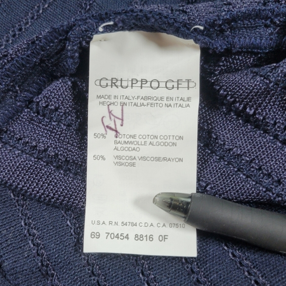 Giorgio Armani Le Collezioni Top Womens 10 Navy Blue Sleeveless Tank Knit Cotton - Picture 5 of 8